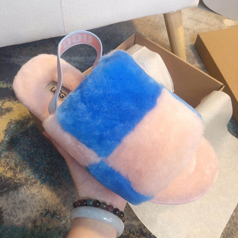 Pink Colorblock Fluffy Platform Sandals | In Stock