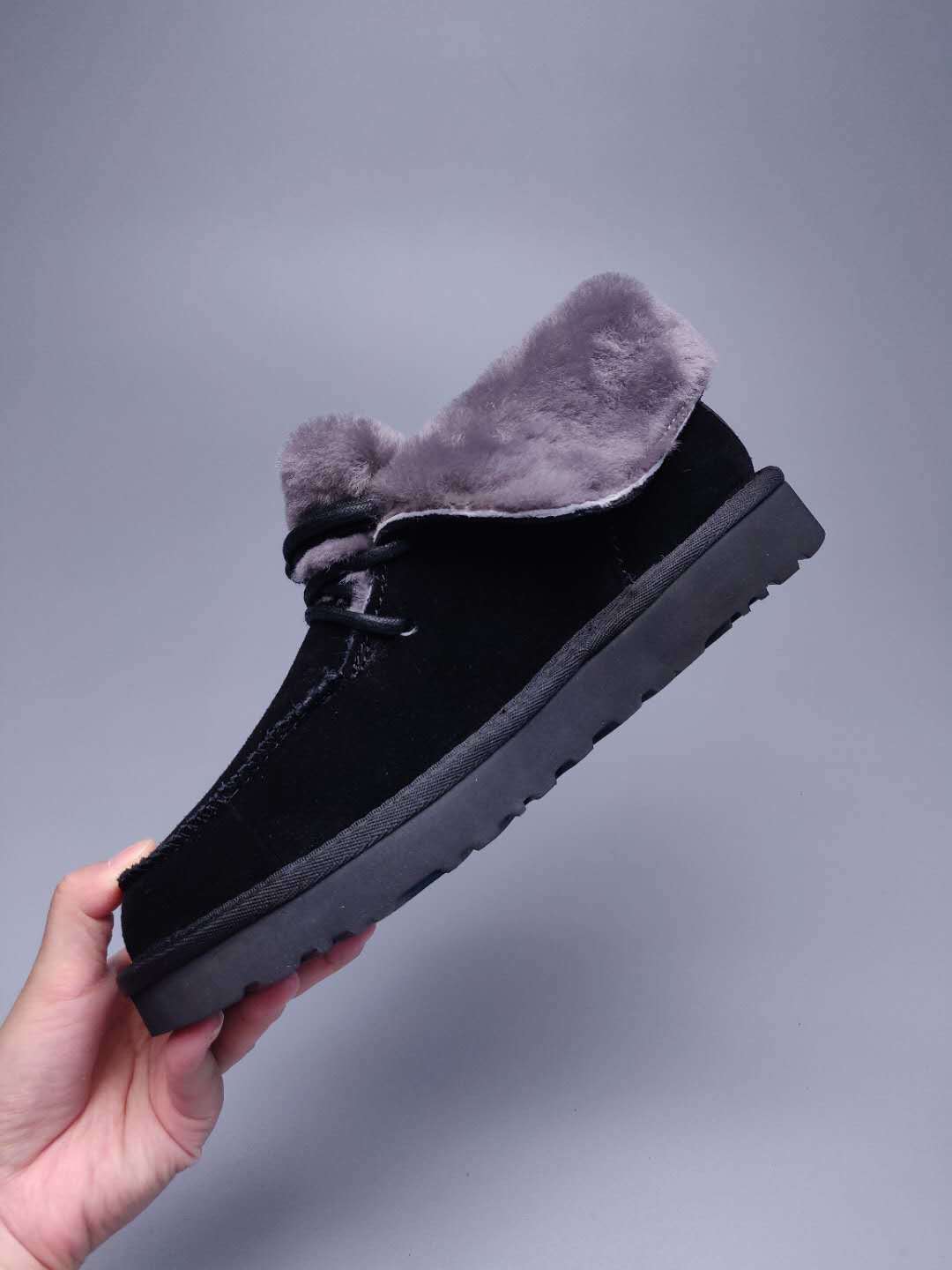 Black Fur-Trim Lace-Up Ankle Boots | Cozy Winter Style – In Stock