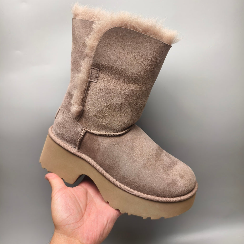 Walnut Wedge Chunky Platform Mid-Calf Fashion Boots | Women – In Stock