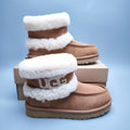 Chestnut Curly-Textured Mid-Top Boots | Oversized Logo – In Stock