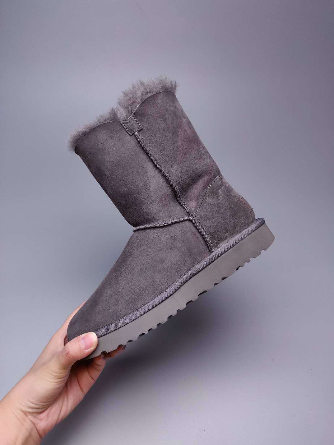 Grey Side Zip Mid-Calf Boots | In Stock