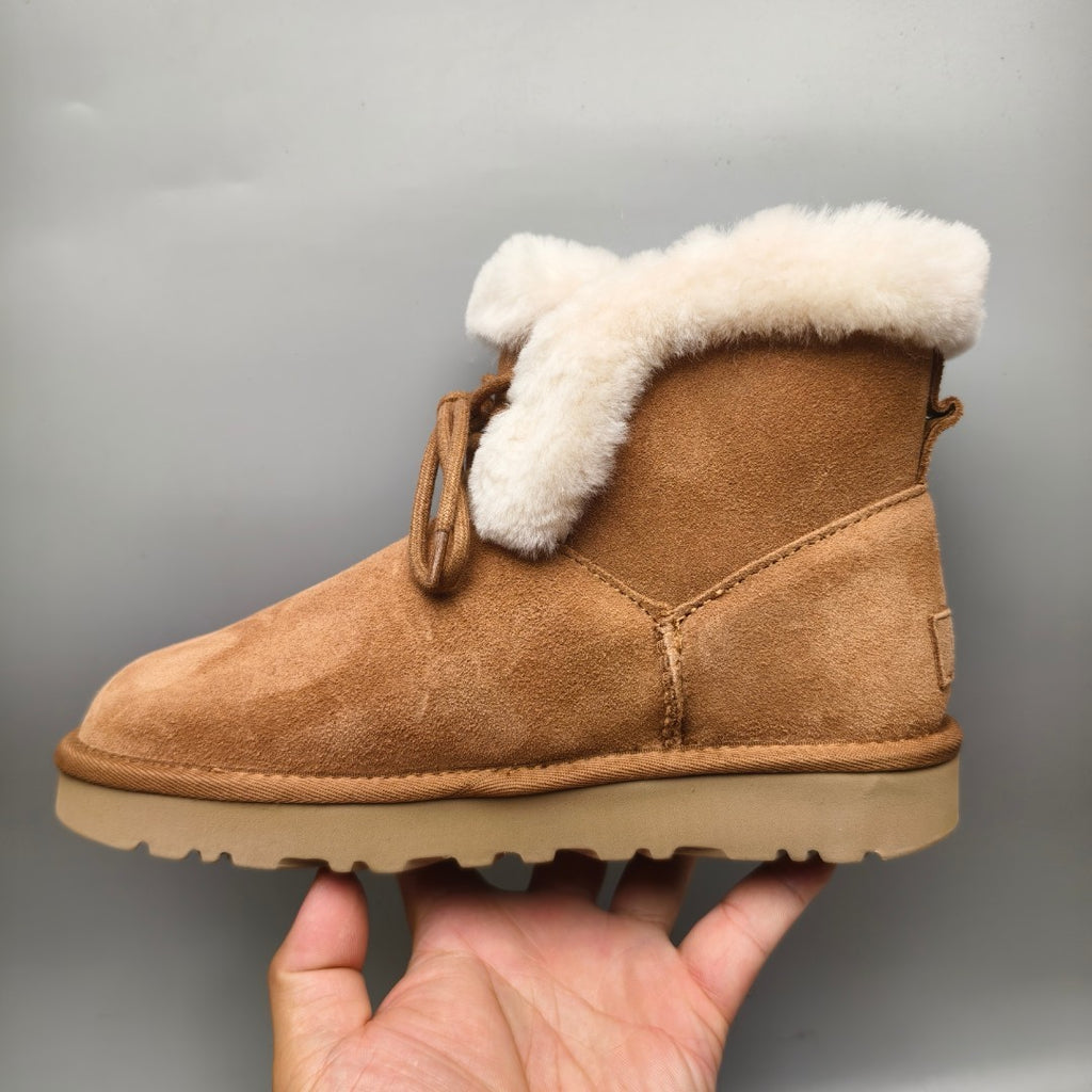 Chestnut Mid-Calf Casual Boots | Lace-Up Style – In Stock