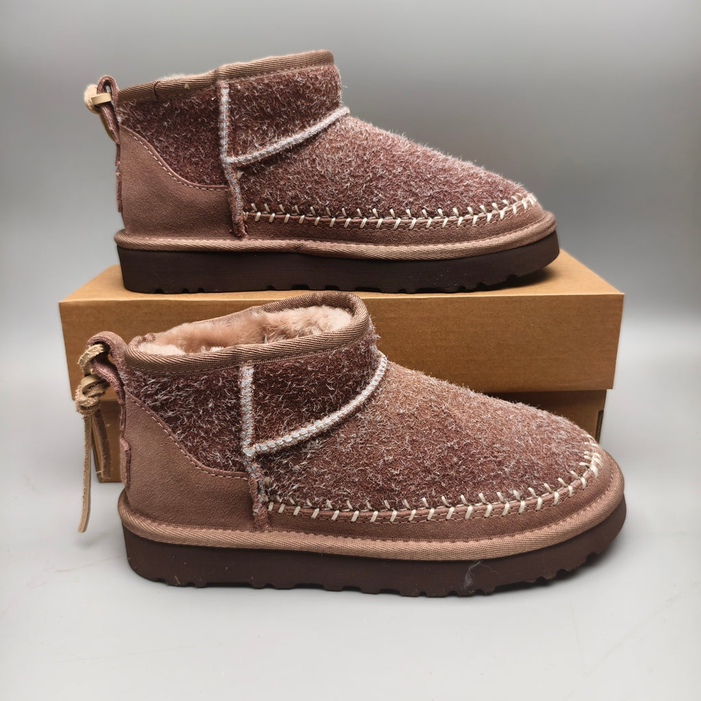Brown Suede Back Strap Shoes | Textured Style – In Stock