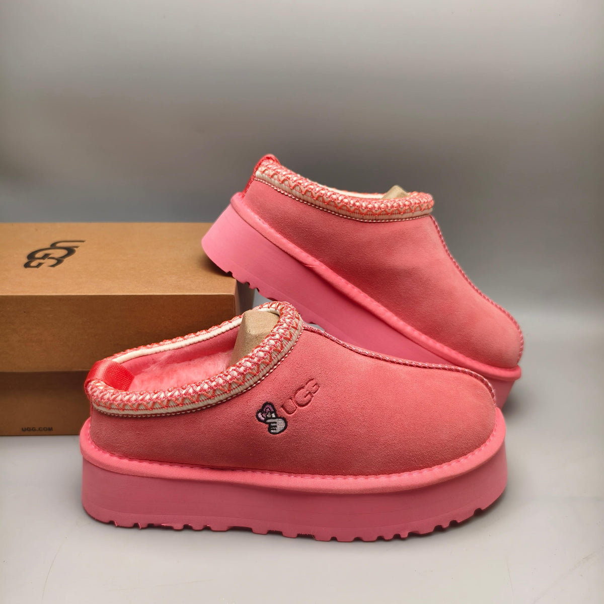 Rose Red Ethnic Style Chunky Platform Casual Shoes | In Stock