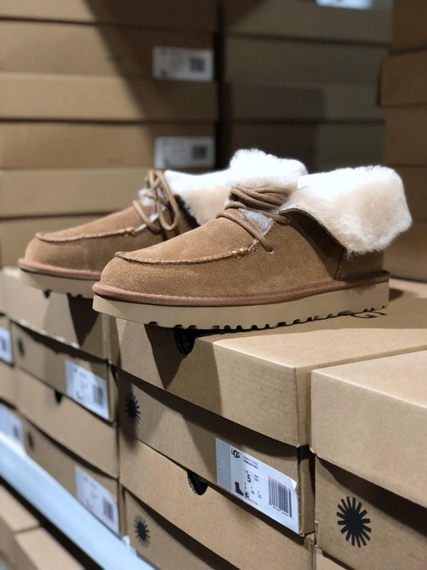 Chestnut Fur-Trim Lace-Up Ankle Boots | Cozy Winter Style – In Stock