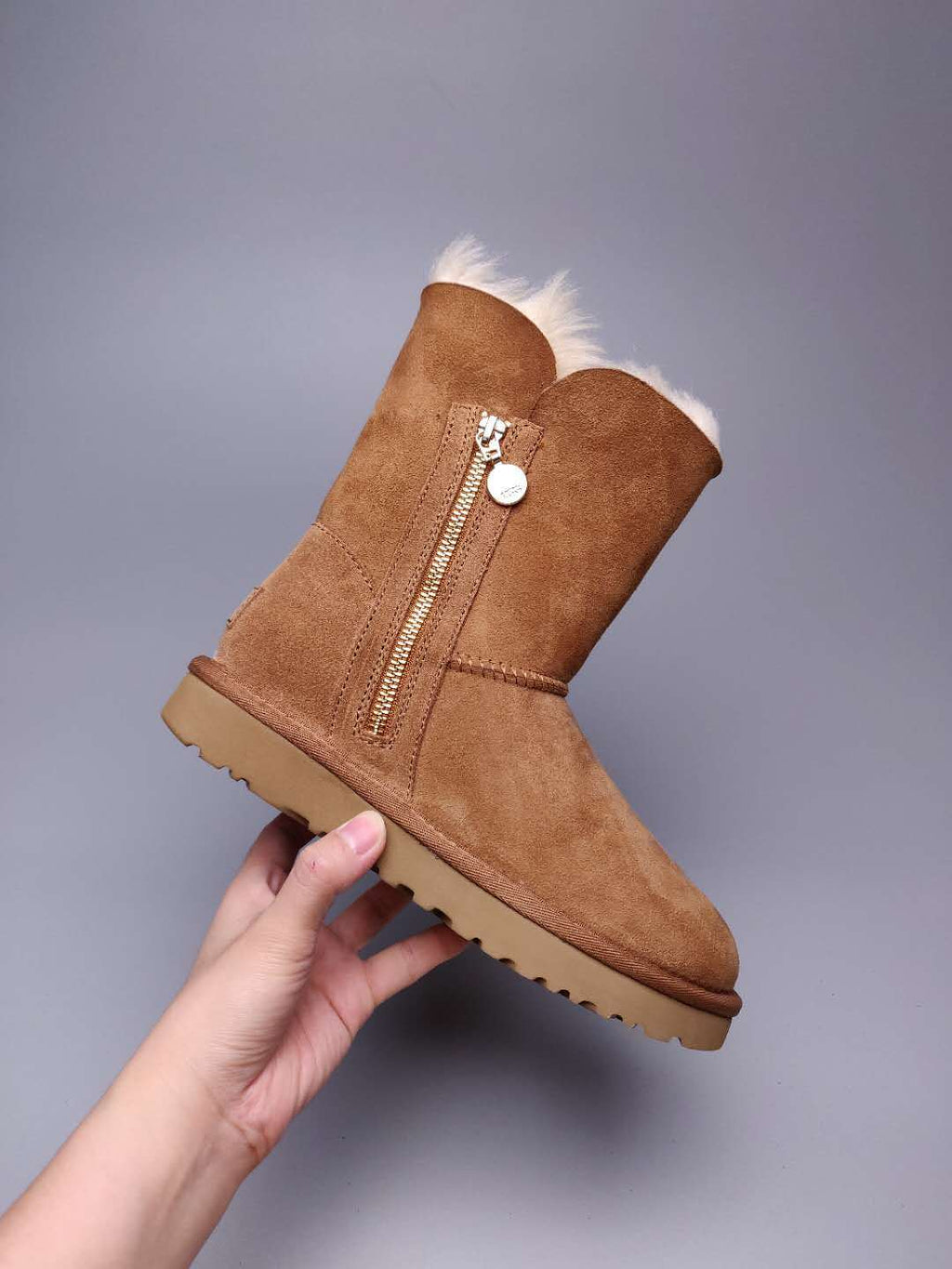 Chestnut Side Zip Mid-Calf Boots | In Stock
