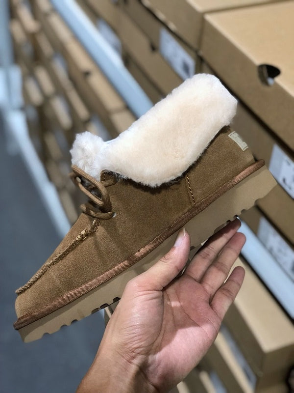 Chestnut Fur-Trim Lace-Up Ankle Boots | Cozy Winter Style – In Stock