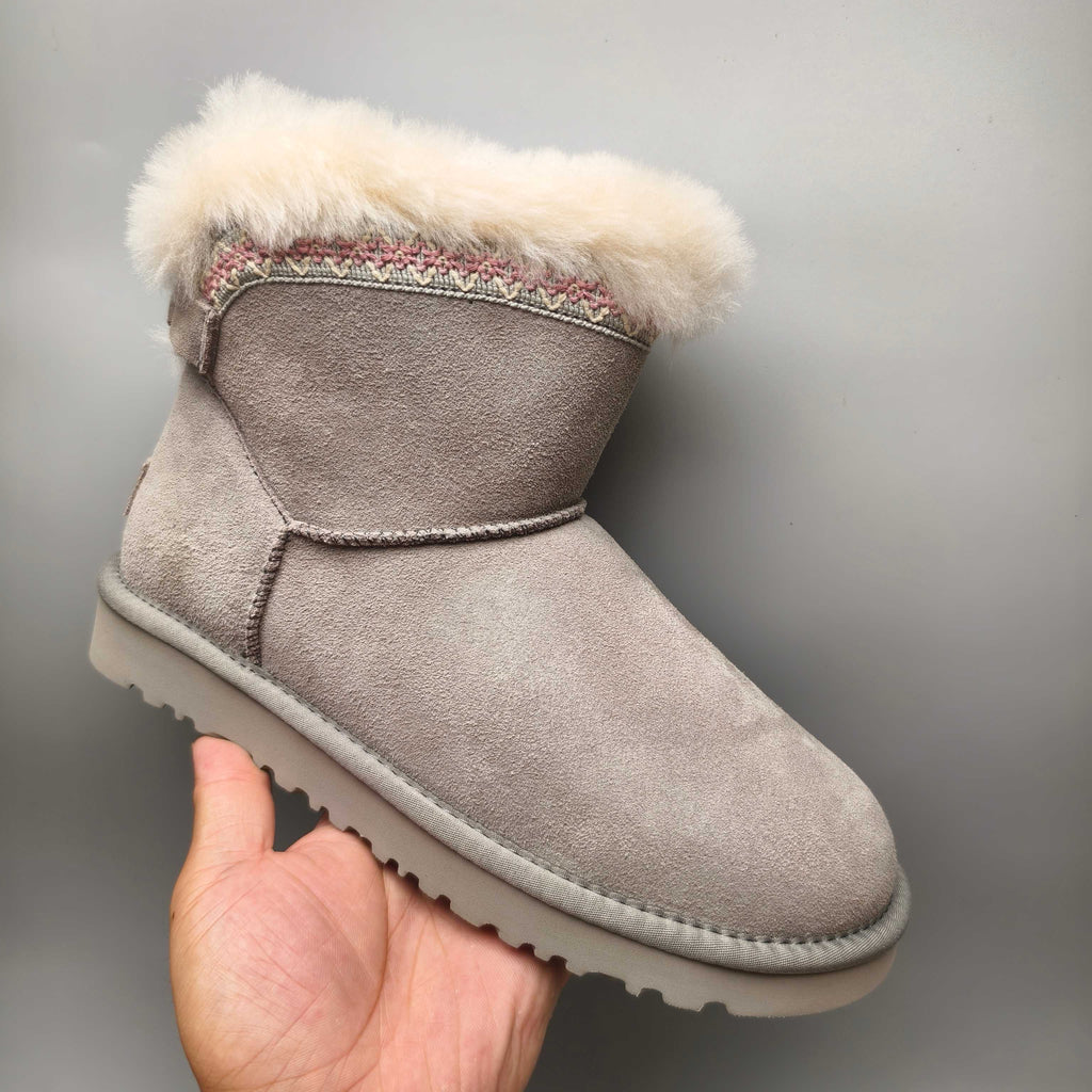 Grey Folk-Inspired Shoes | Back Buckle Strap – In Stock