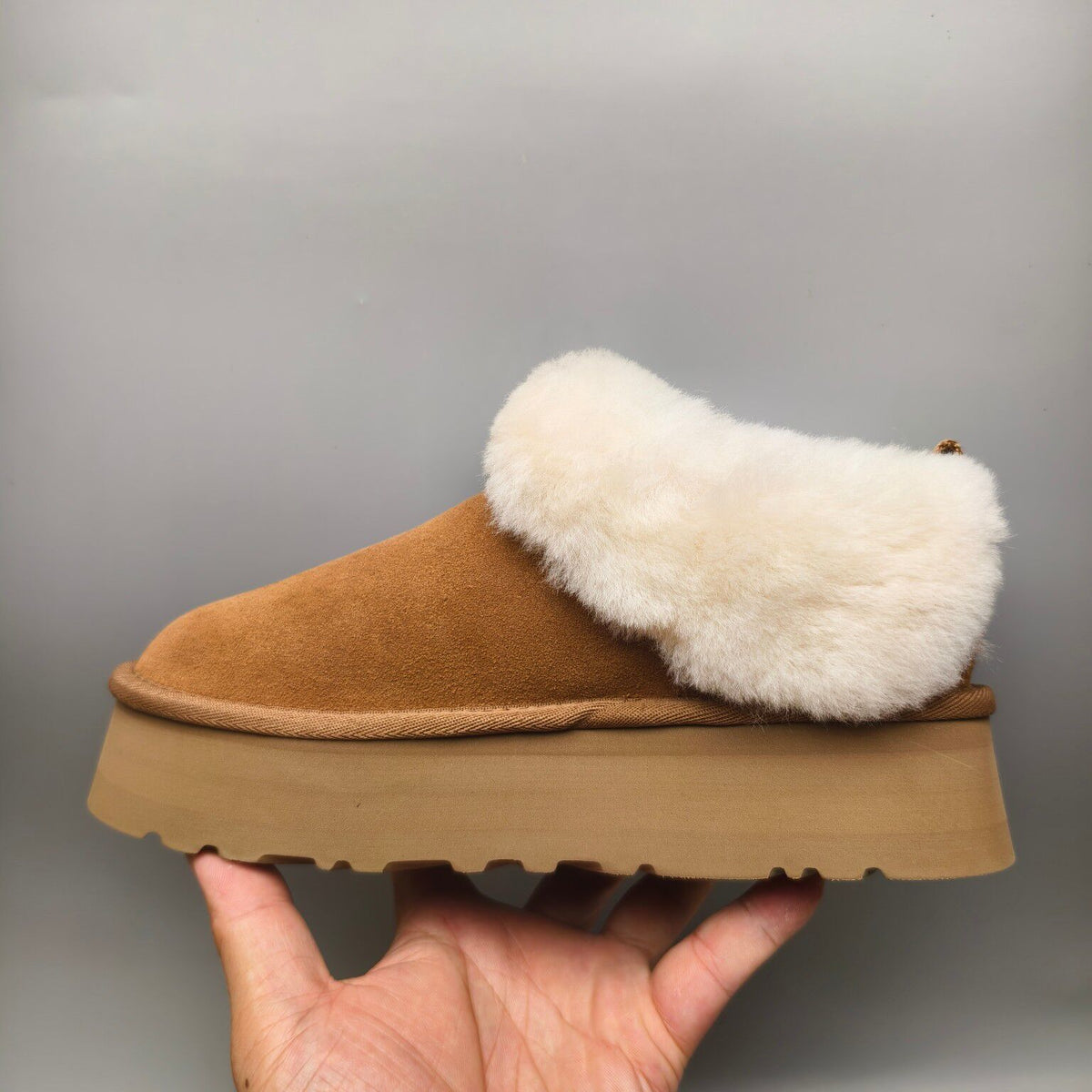Chestnut Chunky Sole Suede Slip-On Lazy Shoes | In Stock