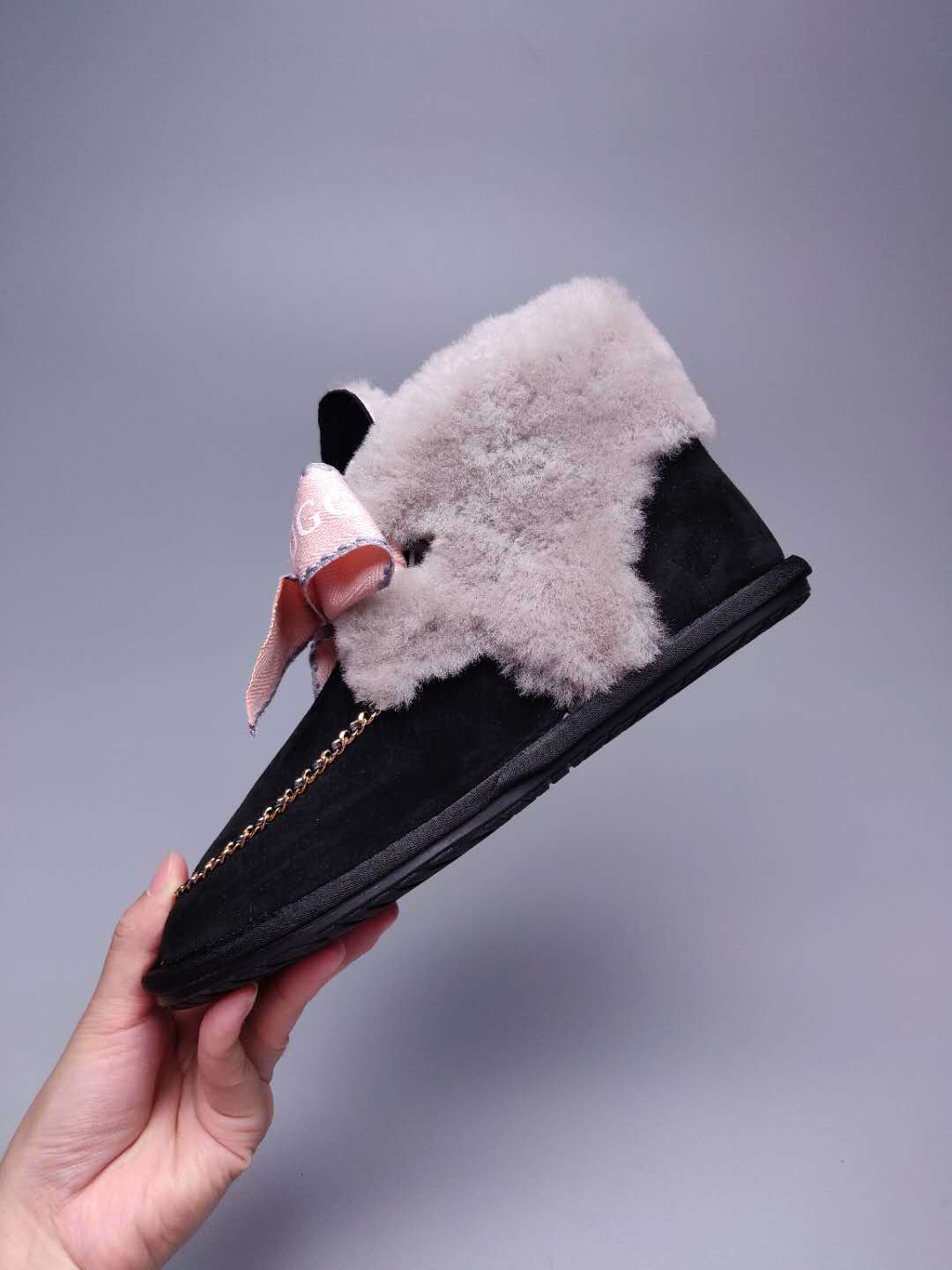 Black Daisy Shoes | Chain & Ribbon Details – In Stock