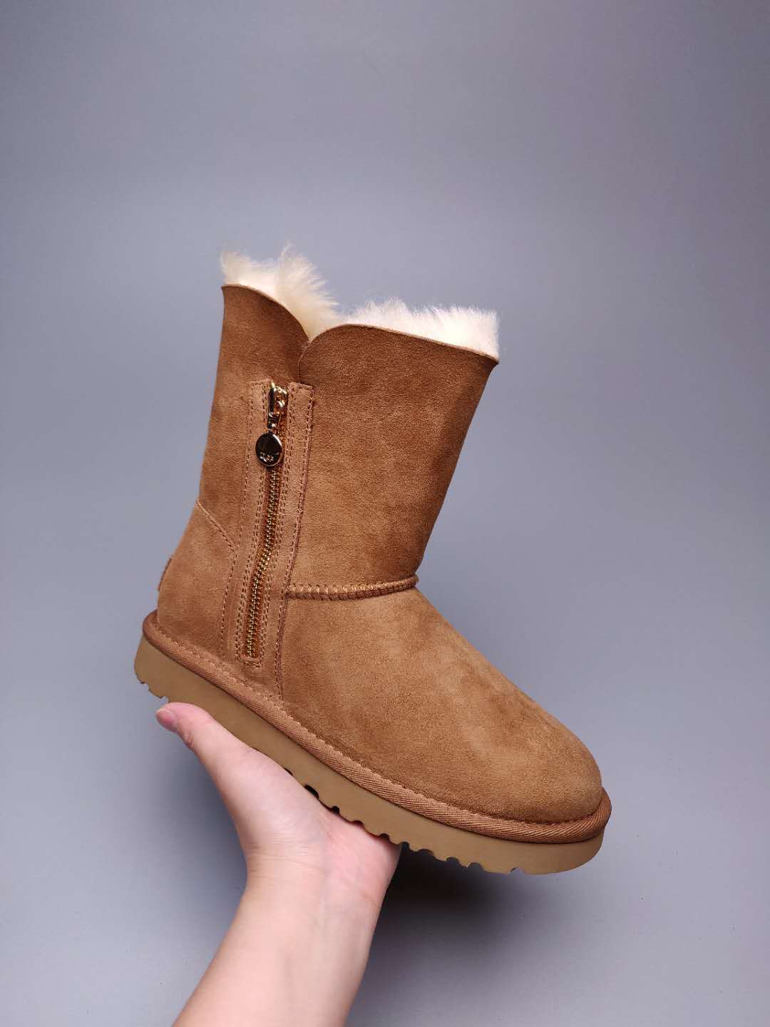 Chestnut Side Zip Mid-Calf Boots | In Stock