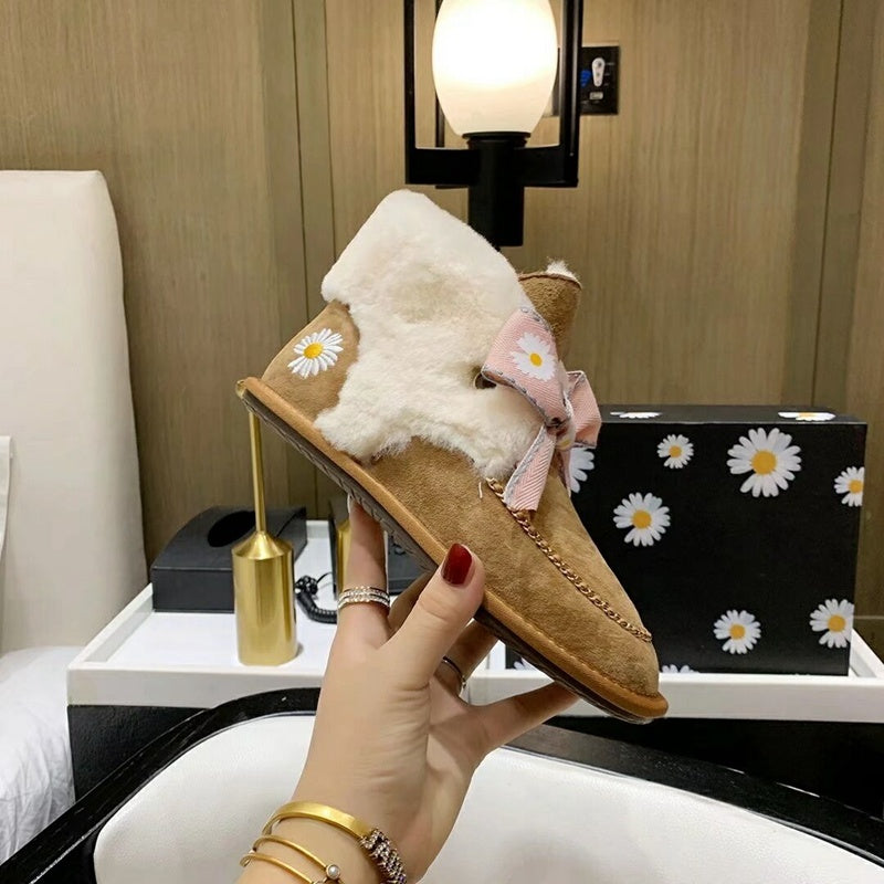 Chestnut Daisy Shoes | Chain & Ribbon Details – In Stock