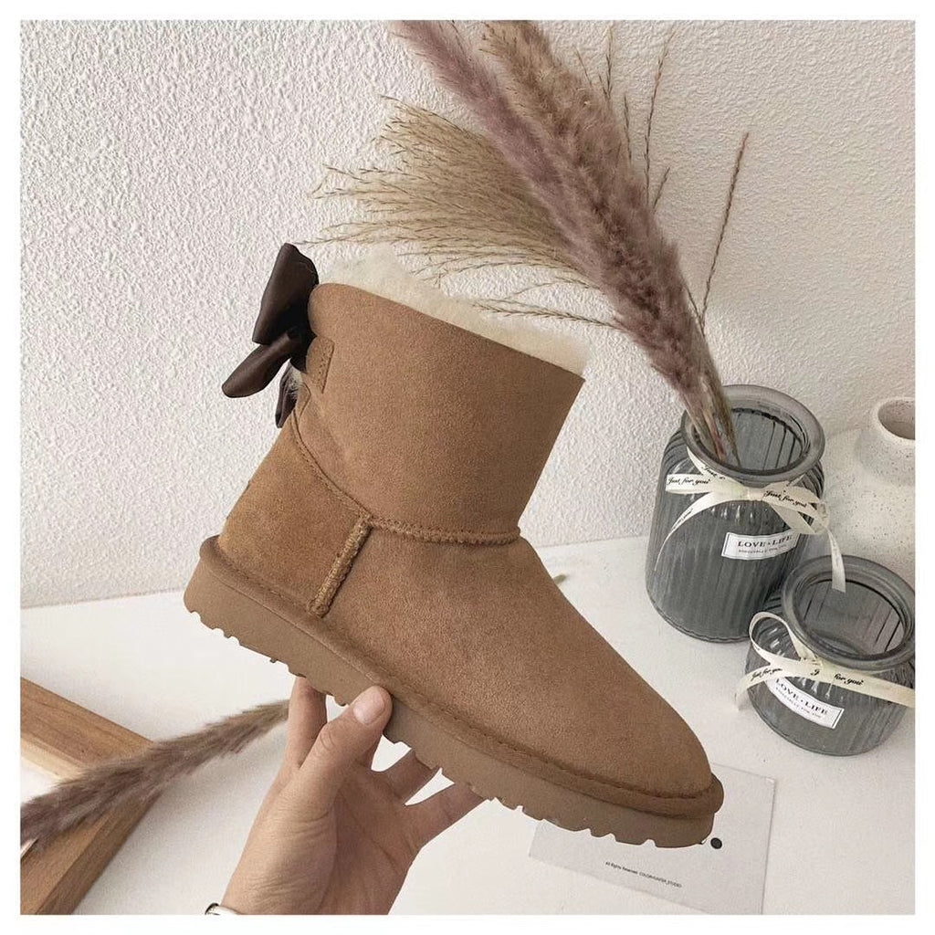 Chestnut Bow-Detail Ankle Boots | Chic Statement Style – In Stock