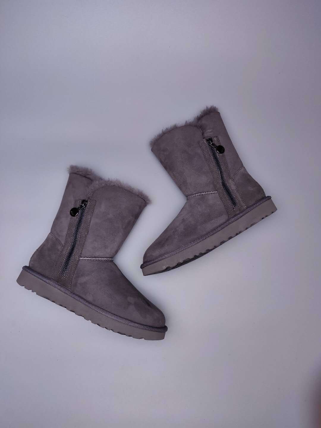 Grey Side Zip Mid-Calf Boots | In Stock
