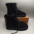 Black Mid-Calf Casual Boots | Lace-Up Style – In Stock