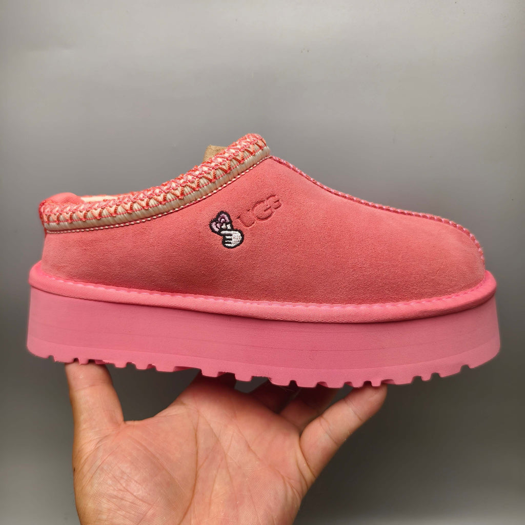 Rose Red Ethnic Style Chunky Platform Casual Shoes | In Stock