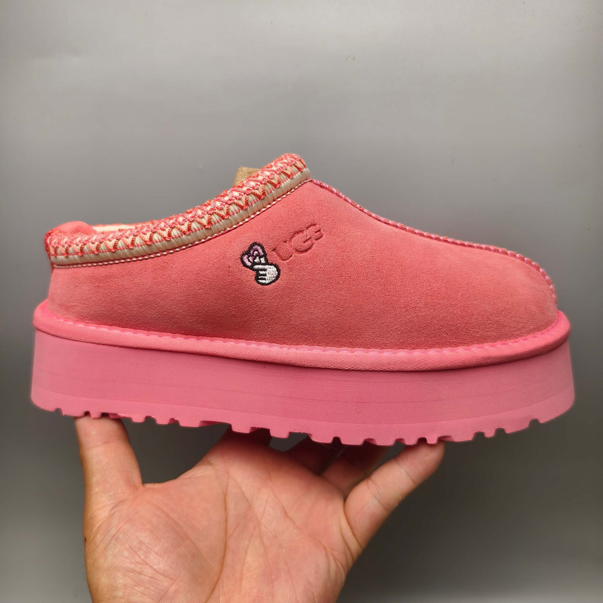 Rose Red Ethnic Style Chunky Platform Casual Shoes | In Stock