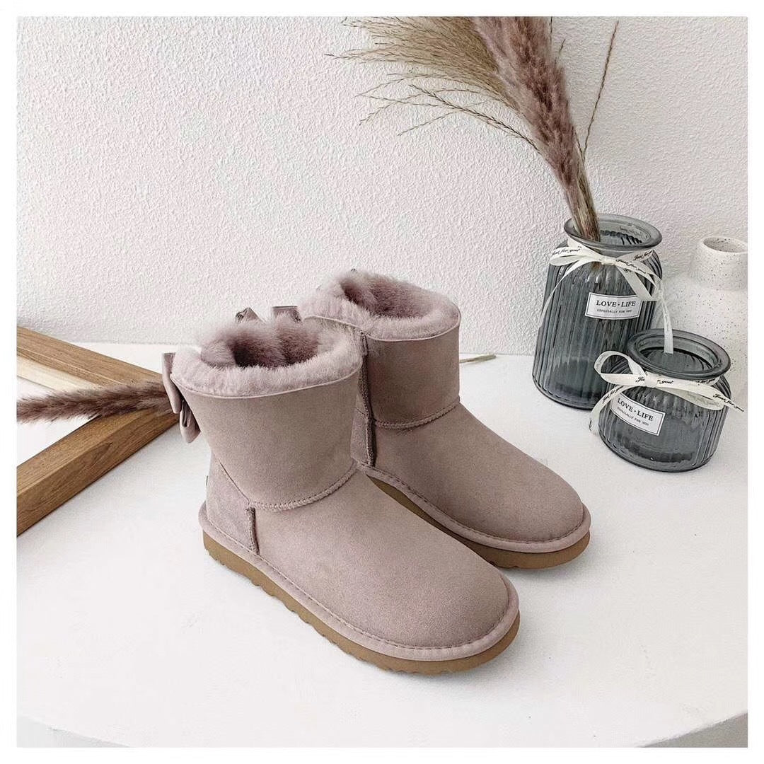 Dusty Pink Bow-Detail Ankle Boots | Chic Statement Style – In Stock