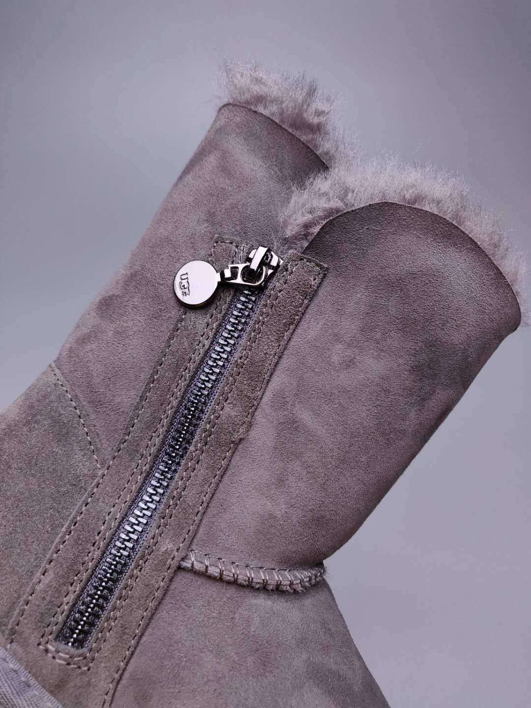 Grey Side Zip Mid-Calf Boots | In Stock