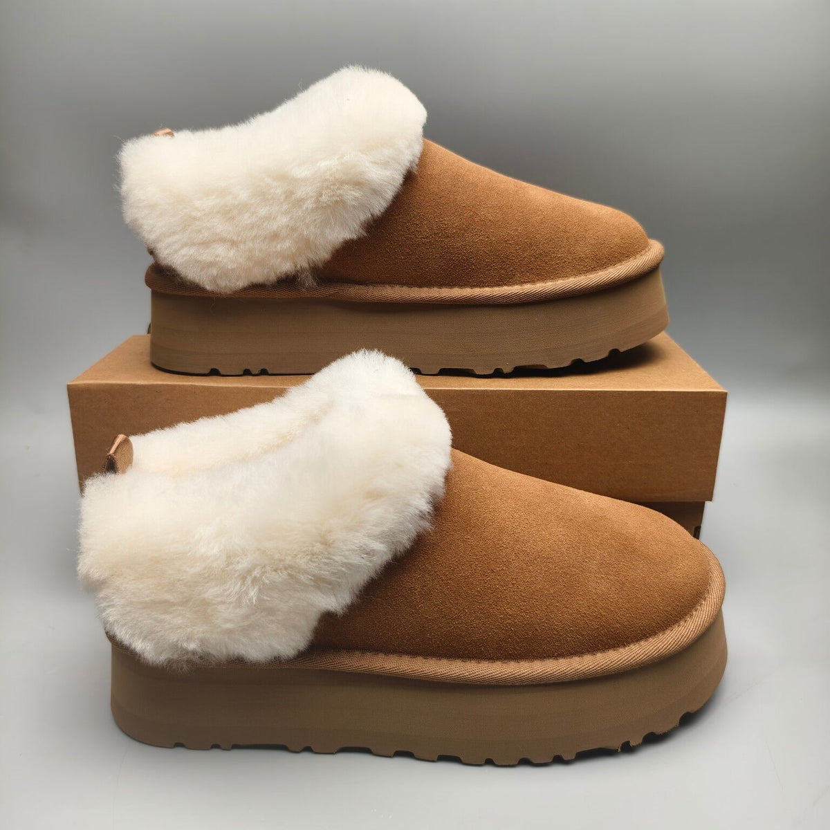 Chestnut Chunky Sole Suede Slip-On Lazy Shoes | In Stock