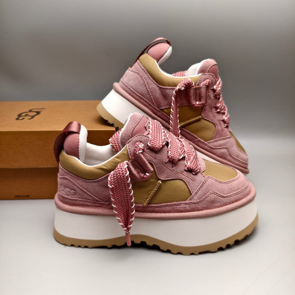 Pink Chunky Dad Sneakers | Lace-Up Casual Style – In Stock