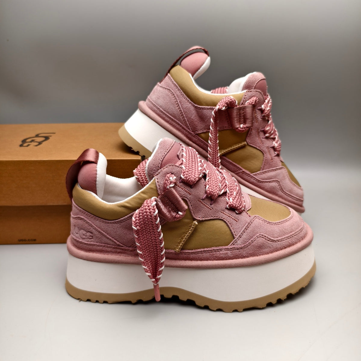 Pink Chunky Dad Sneakers | Lace-Up Casual Style – In Stock