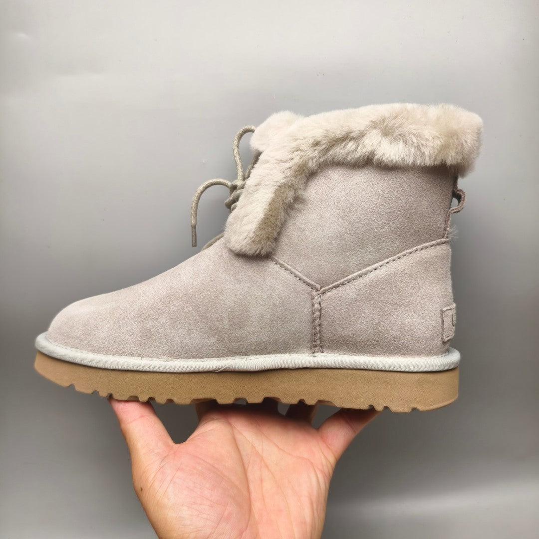 Grey Mid-Calf Casual Boots | Lace-Up Style – In Stock
