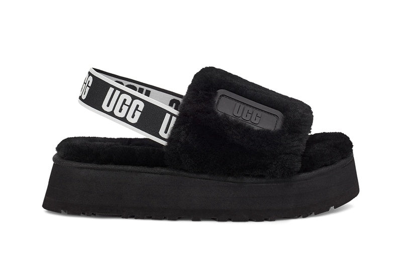 Black Disco Fluffy Sandals | In Stock