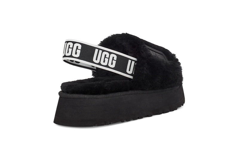 Black Disco Fluffy Sandals | In Stock