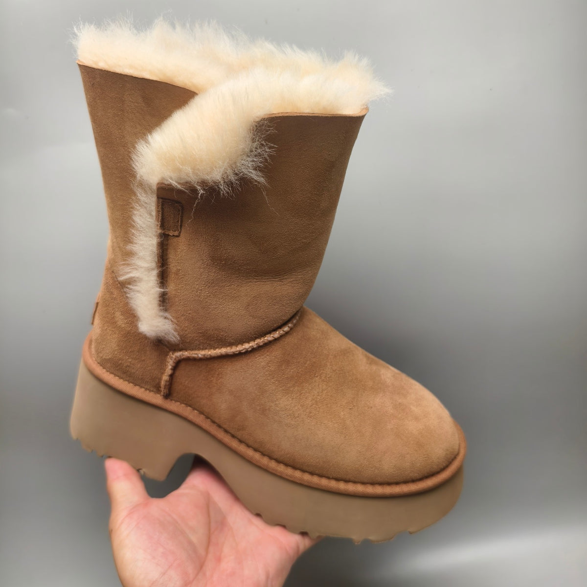 Chestnut Wedge Chunky Platform Mid-Calf Fashion Boots | Women – In Stock