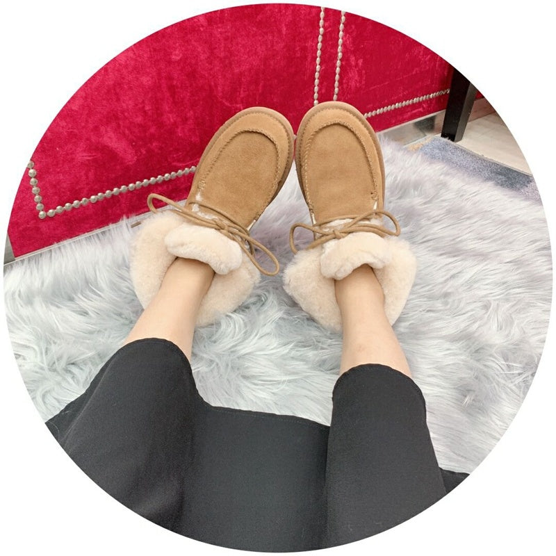 Chestnut Fur-Trim Lace-Up Ankle Boots | Cozy Winter Style – In Stock