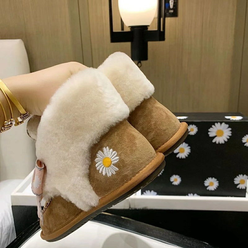 Chestnut Daisy Shoes | Chain & Ribbon Details – In Stock