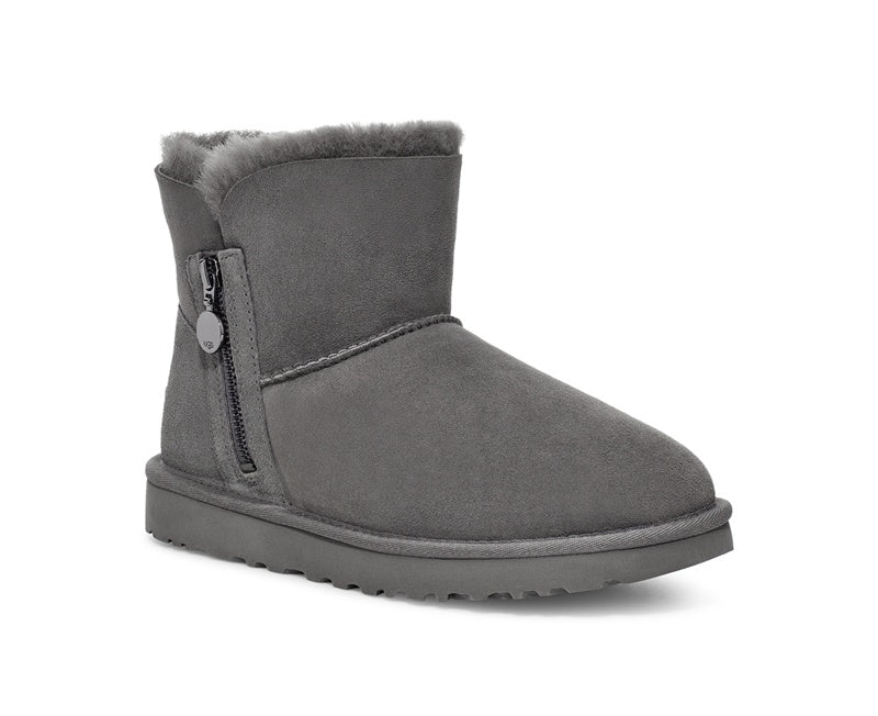 Grey Side Zip Ankle Boots | In Stock
