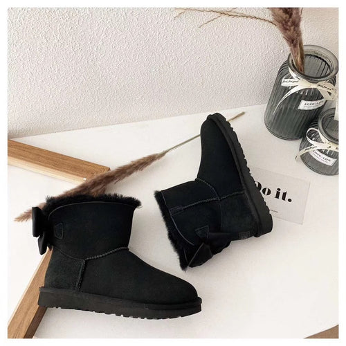 Black Bow-Detail Ankle Boots | Chic Statement Style – In Stock