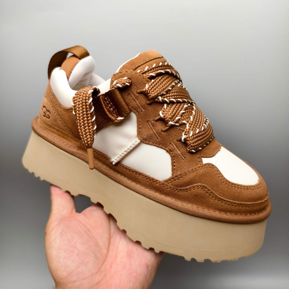 Chestnut Chunky Dad Sneakers | Lace-Up Casual Style – In Stock