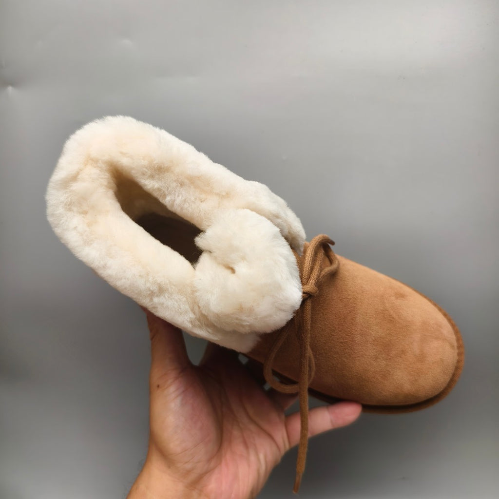 Chestnut Mid-Calf Casual Boots | Lace-Up Style – In Stock