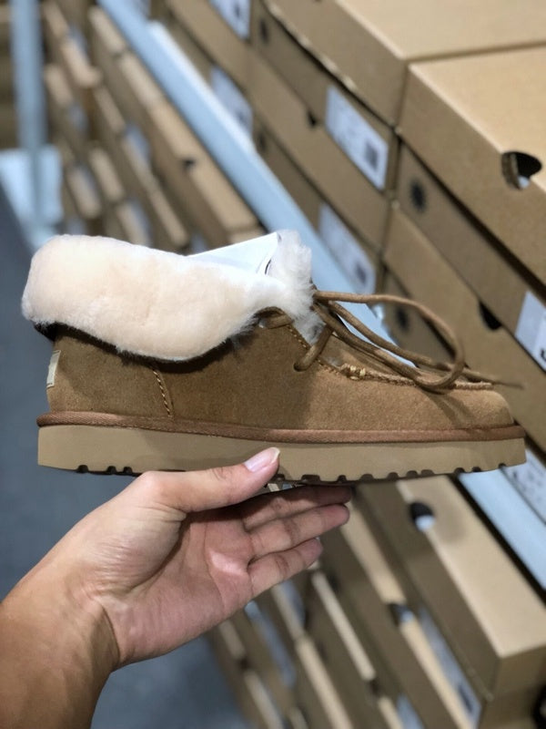 Chestnut Fur-Trim Lace-Up Ankle Boots | Cozy Winter Style – In Stock