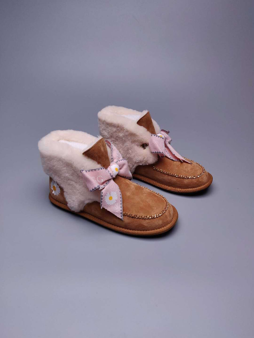Chestnut Daisy Shoes | Chain & Ribbon Details – In Stock