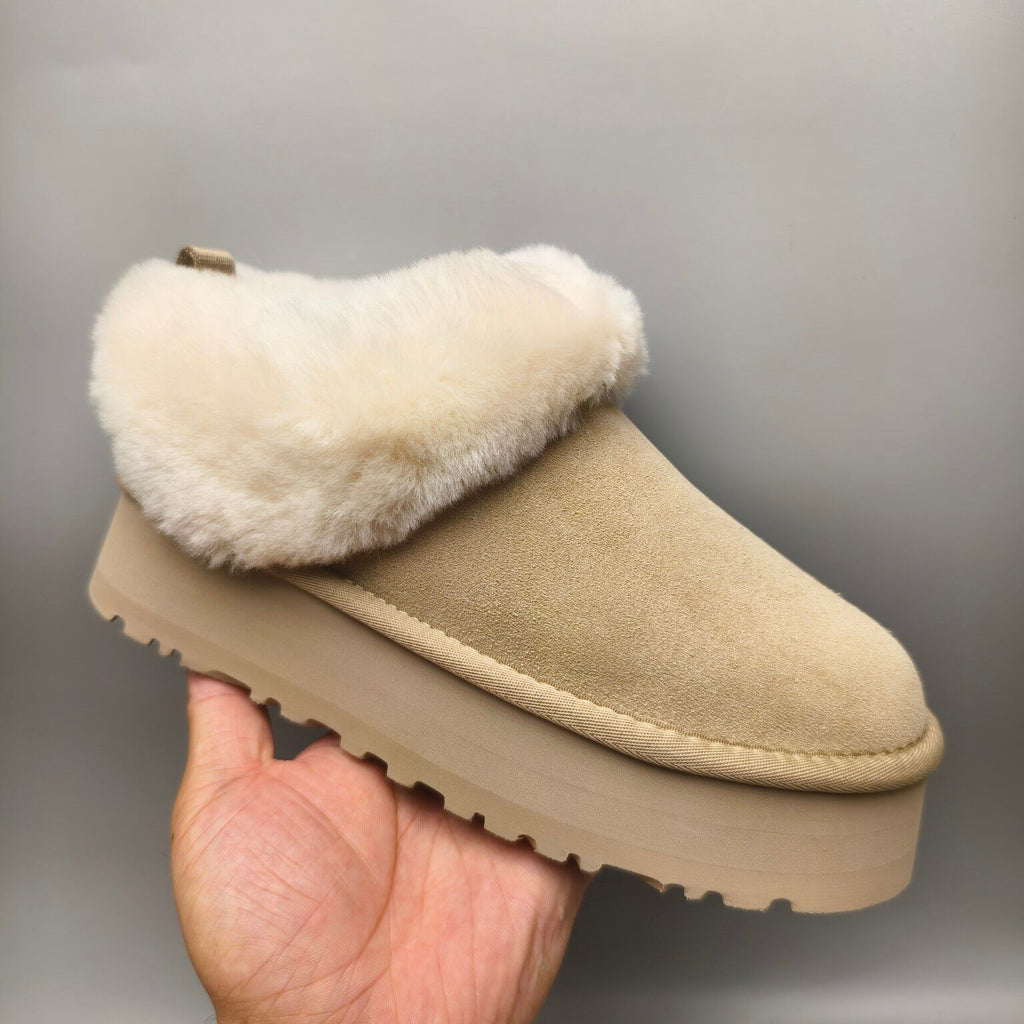 Sand Chunky Sole Suede Slip-On Lazy Shoes | In Stock