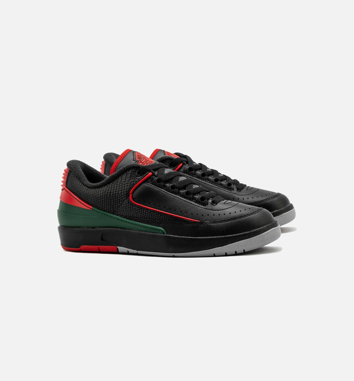 Air Jordan 2 Retro Low Christmas Youth Sneakers - Black/Fire Red/Cement Grey
