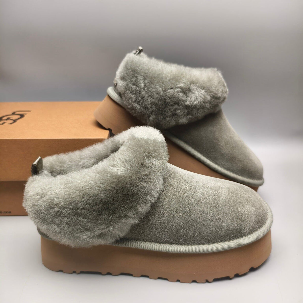 Green Chunky Sole Suede Slip-On Lazy Shoes | In Stock