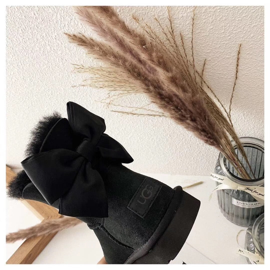 Black Bow-Detail Ankle Boots | Chic Statement Style – In Stock