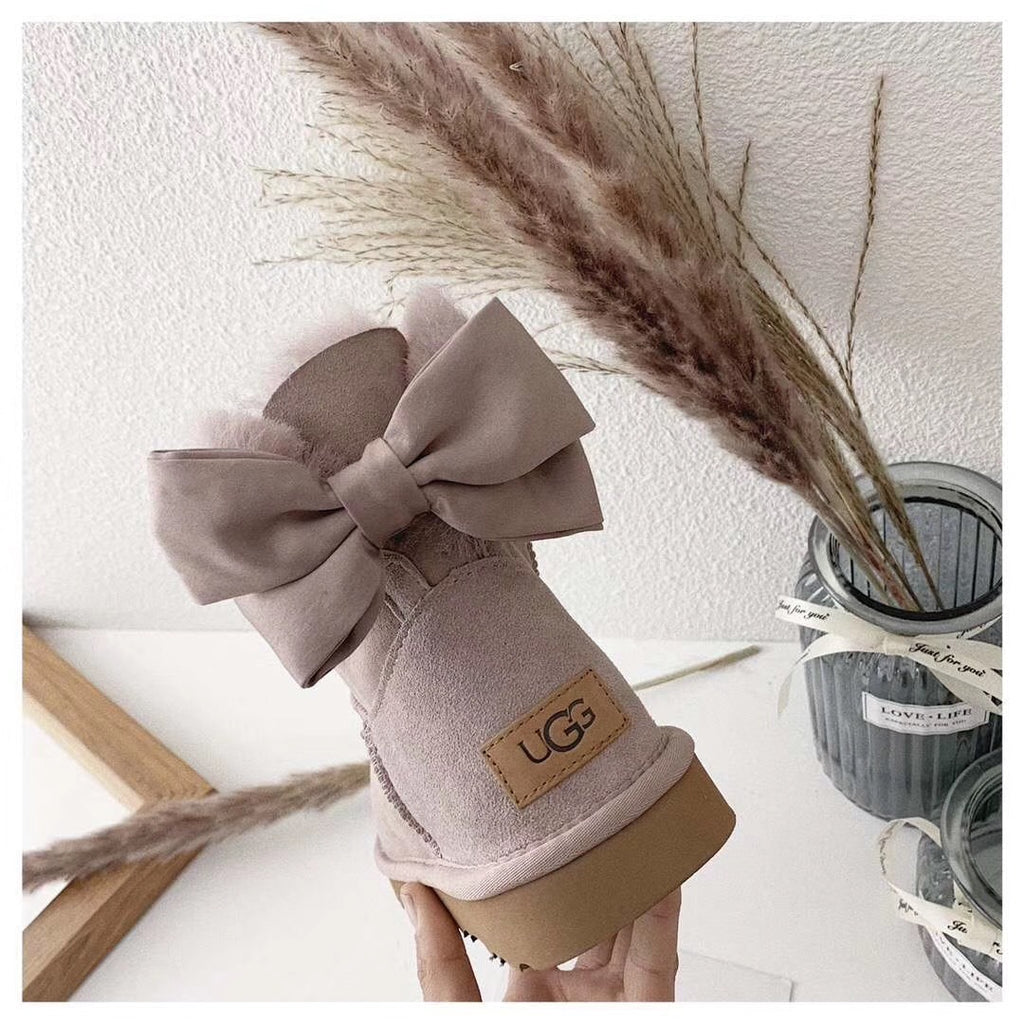 Dusty Pink Bow-Detail Ankle Boots | Chic Statement Style – In Stock