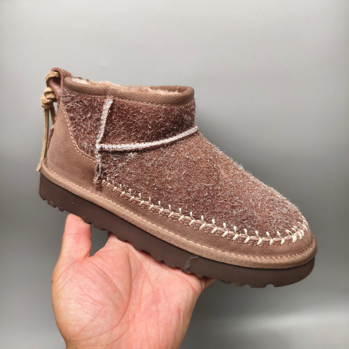 Brown Suede Back Strap Shoes | Textured Style – In Stock
