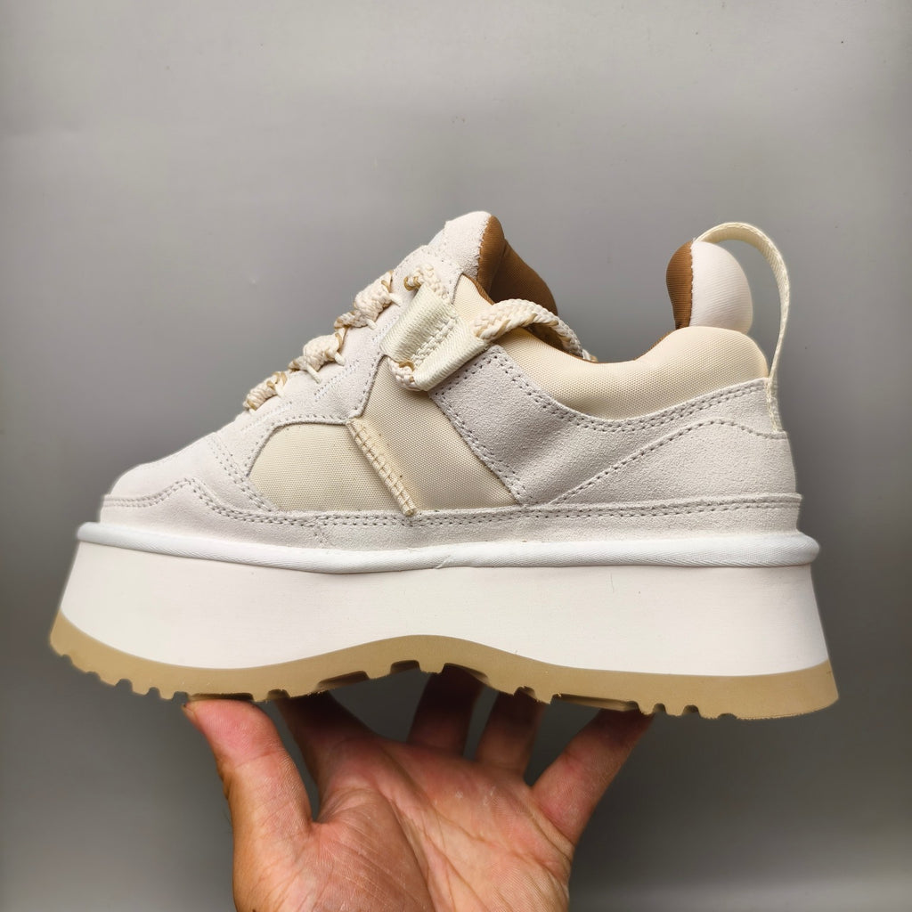 White Chunky Dad Sneakers | Lace-Up Casual Style – In Stock