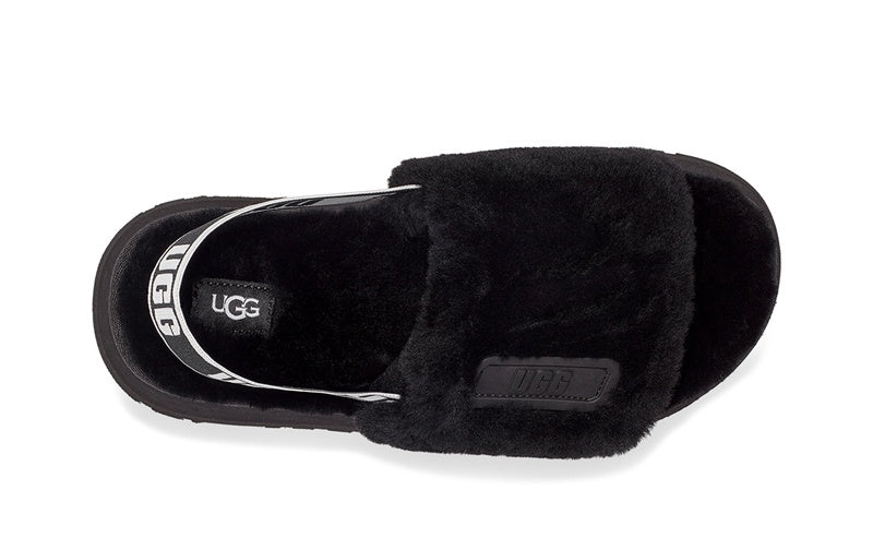 Black Disco Fluffy Sandals | In Stock