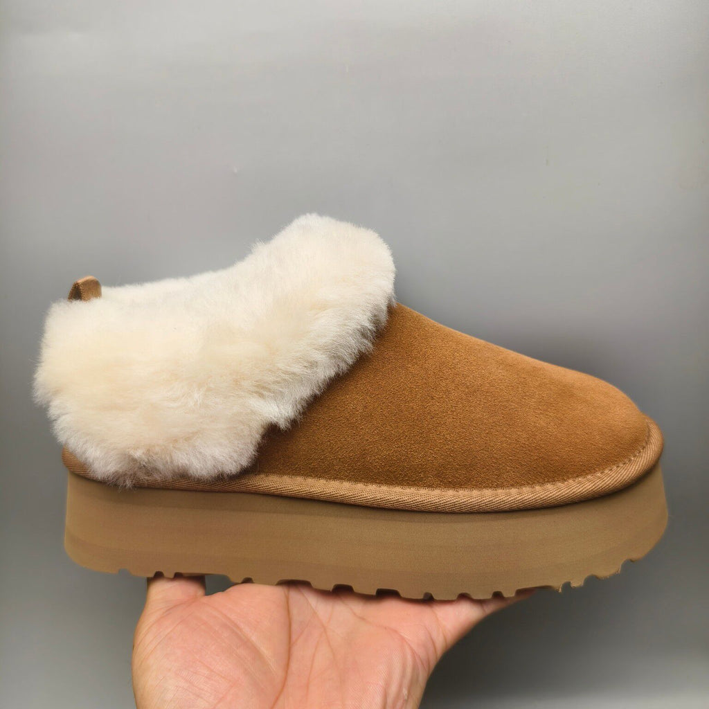 Chestnut Chunky Sole Suede Slip-On Lazy Shoes | In Stock