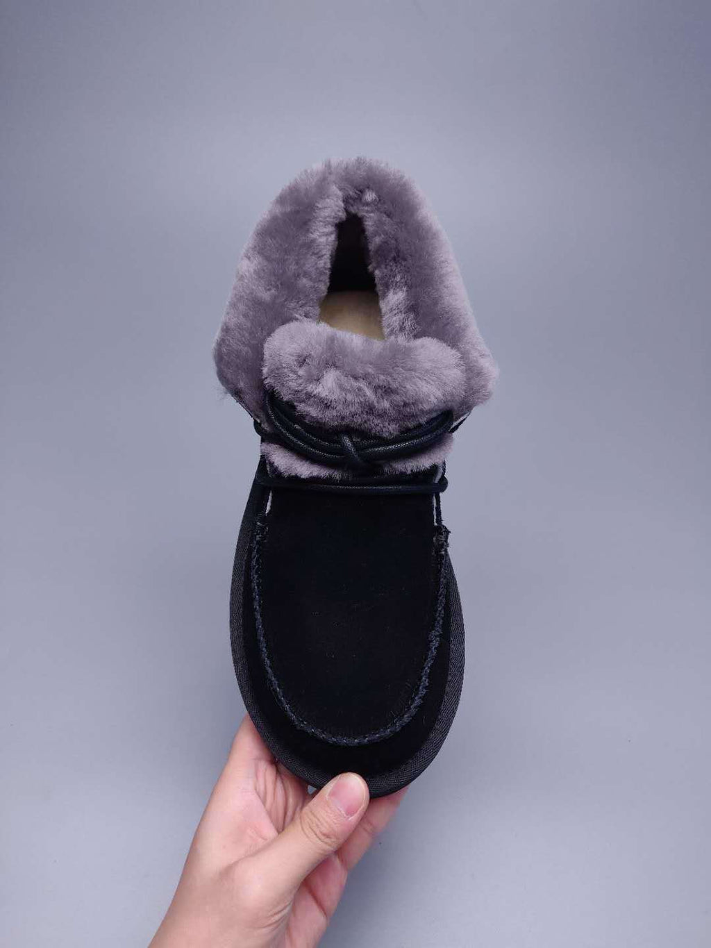 Black Fur-Trim Lace-Up Ankle Boots | Cozy Winter Style – In Stock