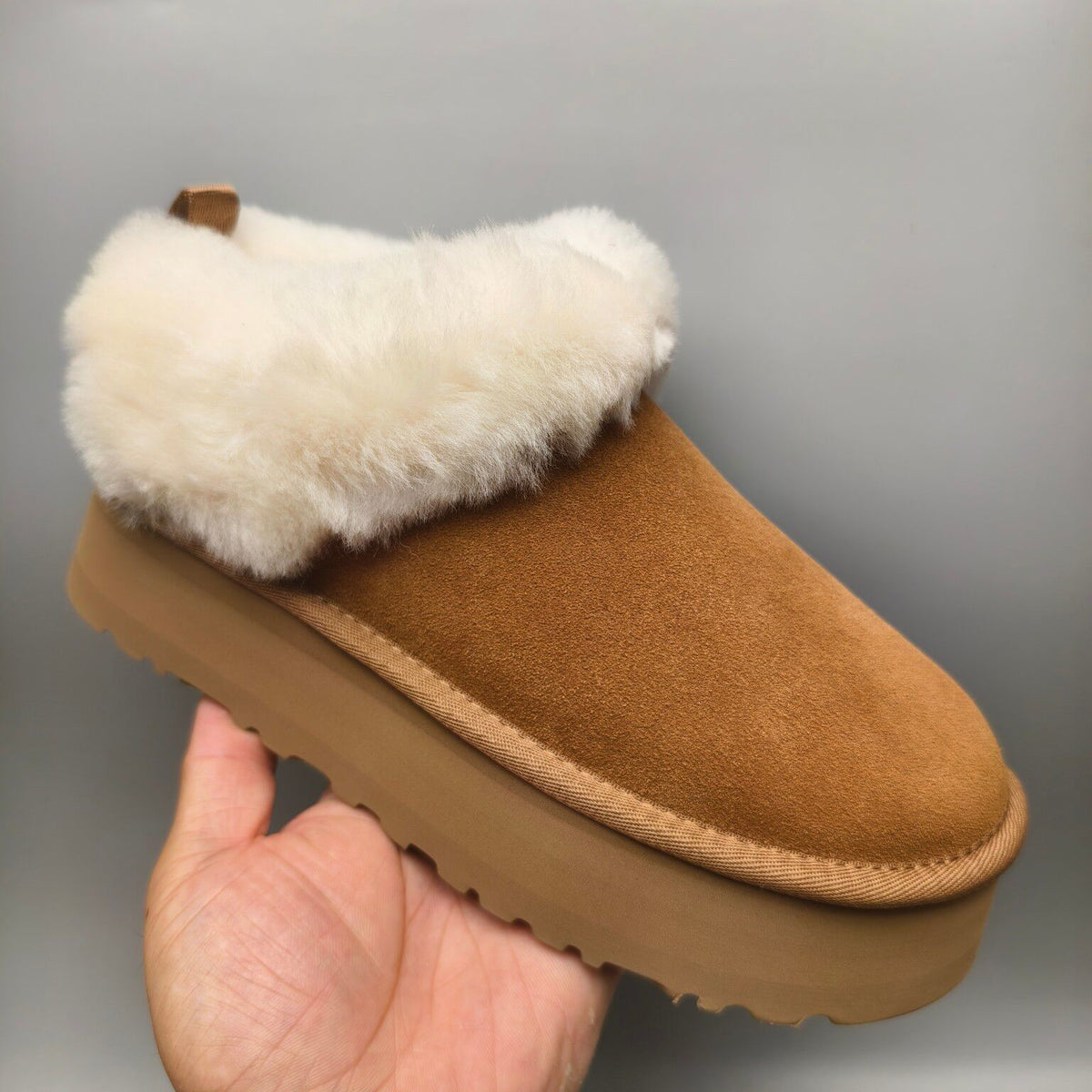 Chestnut Chunky Sole Suede Slip-On Lazy Shoes | In Stock