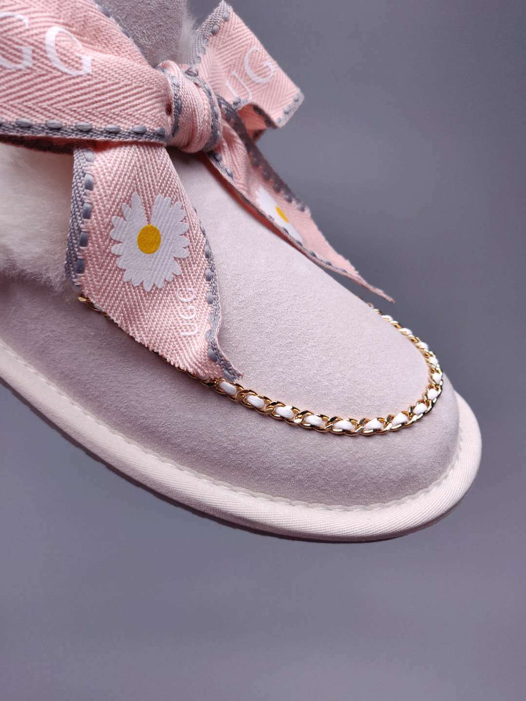 Creamy White Daisy Shoes | Chain & Ribbon Details – In Stock